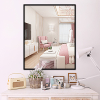 北欧化妆镜子贴墙自粘家用卧室梳妆台墙面便宜壁挂免打孔挂墙式大