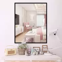 北欧化妆镜子贴墙自粘家用卧室梳妆台墙面便宜壁挂免打孔挂墙式大