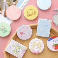 韩国皮面镜迷你翻盖小镜子小清新折叠双面镜创意便携式随身化妆镜