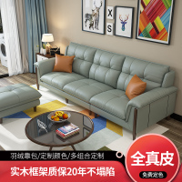 北欧沙发小户型简约现代客厅整装双人沙发直排三人位北欧真皮沙发