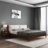 北欧实木床1.8米现代简约主卧双人床1.5m新中式小户型软靠背婚床
