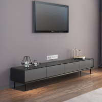 现代简约电视柜茶几组合北欧中小户型意式极简黑灰色电视机柜高款