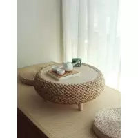 草编飘窗桌榻榻米小茶几日式简约炕桌地桌矮桌实木窗台桌电脑圆桌