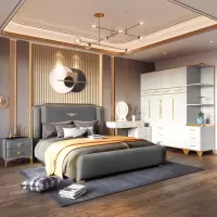 床 现代简约实木欧式公主床家具1.8米北欧主卧美式床轻奢现代双人