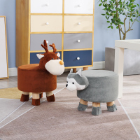 儿童凳子家用毛绒换鞋凳布艺客厅矮敦子板凳宝宝创意卡通动物凳子