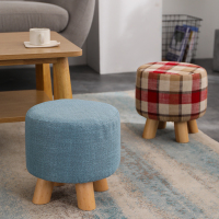 小板凳ins网红客厅布艺凳子圆凳家用实木沙发凳创意可爱儿童矮凳