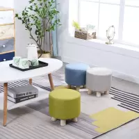 实木小凳子儿童小板凳圆凳矮凳家用布艺沙发客厅换鞋网红可爱懒人