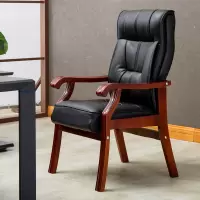 牛皮办公椅公司会议椅实木麻将椅家用电脑椅加厚坐垫休闲椅棋牌椅