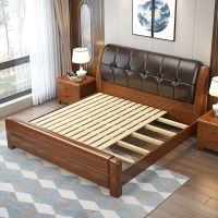 新中式实木床简约胡桃木1.5米大床轻奢双人床储物现代家具