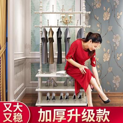 实木衣帽架欧式挂衣架落地衣服架子卧室鞋帽架客厅收纳架