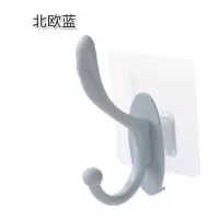 壁挂式免打孔衣帽挂钩加大加厚门后挂钩浴室毛巾架挂衣钩衣帽架|[北欧蓝] [八个装]