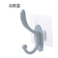 壁挂式免打孔衣帽挂钩加大加厚门后挂钩浴室毛巾架挂衣钩衣帽架|[北欧蓝] [十二个装](推荐)