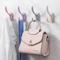 壁挂式免打孔衣帽挂钩加大加厚门后挂钩浴室毛巾架挂衣钩衣帽架|[4色随机装] [六个装](家用推荐)