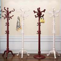 实木欧式衣帽架落地家用挂包架单杆式简约现代卧室内挂衣服的架子