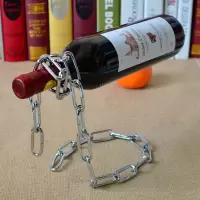 悬浮铁艺链条红酒架子客厅酒柜摆设酒瓶摆件欧式餐厅装饰架酒柜架