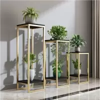 北欧铁艺金色花架置物架简约欧式客厅阳台落地多层绿萝架盆栽架子