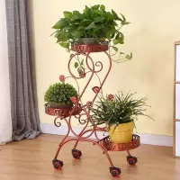 欧式铁艺多层可移动推拉花架带轮落地式花盆架客厅花架子阳台特价