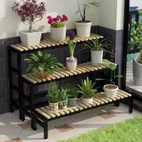 实木花架子铁艺多层花架落地式花架阳台客厅植物架花盆架阶梯花架