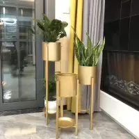 北欧金属花架子室内轻奢铁艺花盆架金色落地式家用客厅装饰置物架