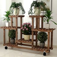 花架阳台室内落地式实木防腐木花架子客厅特价多层植物架花盆架子