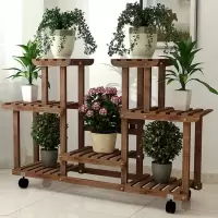 花架阳台室内落地式实木防腐木花架子客厅特价多层植物架花盆架子
