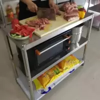 不锈钢厨房置物架落地多层微波炉烤箱放锅储物架子用品三层收纳架