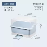 厨房塑料碗柜大号带盖放碗架沥水架置物架装碗箱碗碟架碗筷收纳盒|北欧蓝中号(破损补寄)