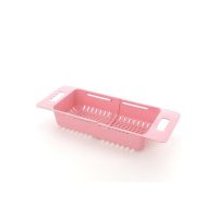 水池伸缩置物架沥水篮滤水槽可挂式洗碗抹布架厨房用品抽拉收纳架|可伸缩洗菜沥水篮-浅粉1个装
