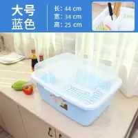 大号放碗架沥水碗架碗柜厨房置物架餐碗筷滴水带盖塑料装碗收纳箱|大号带盖款(蓝色)