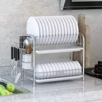 碗架厨房置物架沥水碗架餐具洗放盘子家用碗碟收纳架刀架碗柜单层|【椭圆管门形】【砧板架】【白盘】