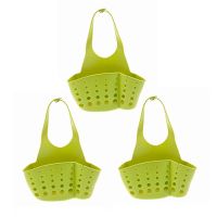 1/3装水槽塑料沥水篮收纳挂篮厨房小用品厨具置物架收纳架沥水架|绿色升级加厚款沥水篮[3个装]