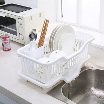 滴水碗架碗碟沥水架沥水碗架 塑料角架 厨房用睥睨碗柜厨具置物架|正面出水白色