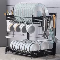 碗架厨房置物架沥水碗架餐具洗放盘子家用碗碟收纳架刀架碗柜单层|[可挂墙款][筷笼+刀架+水杯架]