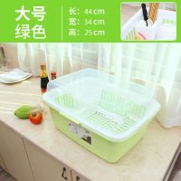厨房置物架沥水碗架碗柜翻盖碗筷塑料装碗盘收纳盒|大号带盖碗架(绿色)