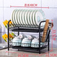 厨房用品置物架碗架沥水架放碗架碗碟架碗筷刀叉收纳盒餐具收纳架|[黑色U字两层挂杯款][送刀架挂钩]