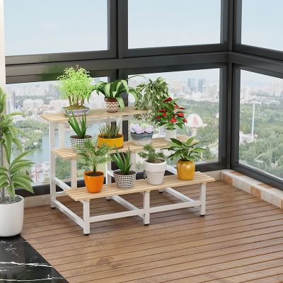 木花架多层室内阶梯式落地花盆架铁艺置物架室外阳台花架子