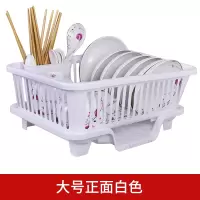 厨房置物架沥水碗架放碗筷碟收纳架大号加厚水槽沥水篮装碗柜用品|大号正面白色