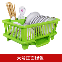 厨房置物架沥水碗架放碗筷碟收纳架大号加厚水槽沥水篮装碗柜用品|大号正面绿色