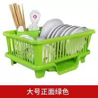 厨房置物架沥水碗架放碗筷碟收纳架大号加厚水槽沥水篮装碗柜用品|大号正面绿色