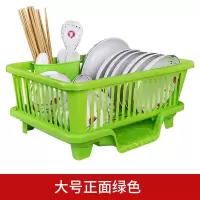 洗碗厨房放碗架多功能碗碟沥水置物架碗柜收纳盒装碗箱家用装碗筷|大号正面出水[绿色]