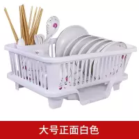 洗碗厨房放碗架多功能碗碟沥水置物架碗柜收纳盒装碗箱家用装碗筷|大号正面出水[白色]