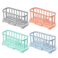 水槽台面清洁抹布架塑料沥水架厨房用品海绵收纳置物架百洁布挂架|典雅玫瑰款(蓝色+绿色+粉色+灰色)
