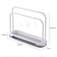 厨房抹布架双层洗碗百洁布沥水架水槽置物架台面海绵钢丝球收纳架|双杆款灰白色1个