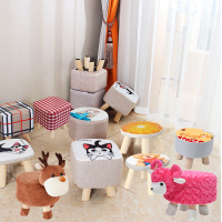 布艺小凳子沙发客厅穿鞋换鞋凳矮凳蘑菇凳儿童毛绒卡通动物凳板凳