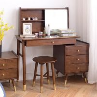 北欧轻奢全实木梳妆台 简约现代卧室小户型多功能收纳一体化妆桌