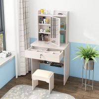 网红简约现代梳妆台卧室旋转镜收纳柜一体小户型台迷你经济化妆桌