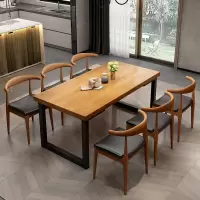 实木餐桌椅组合饭店美式咖啡厅西餐厅现代简约小户型大板家用餐桌