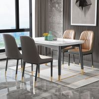 餐桌家用小户型吃饭桌子北欧轻奢餐桌椅组合一桌六椅实木钢化玻璃