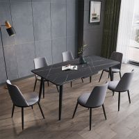 意式轻奢岩板餐桌北欧大理石餐桌椅组合现代简约餐台长方形吃饭桌