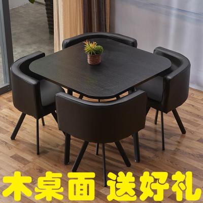 北欧简约接待桌洽谈桌椅组合 店铺会客桌办公室休闲小圆桌方餐桌